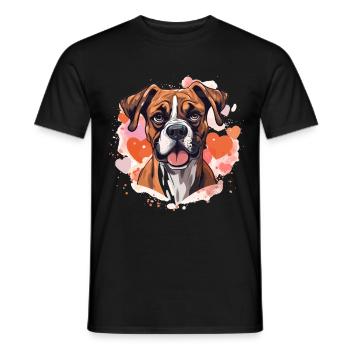 Boxer Dog Breed Pet - Cute Graphic with hearts - Men's T-Shirt - black - Front - AI Model Male 178 light (178cm)