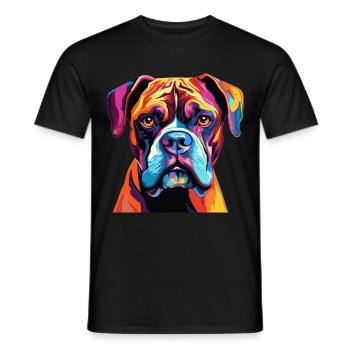 Boxer Dog Breed Pet - Pop Art Colorful - Men's T-Shirt - black - Front - AI Model Male 178 light (178cm)