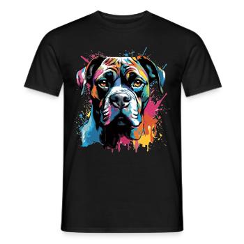 Boxer Dog Breed Pet - Pop Art Colorful - Men's T-Shirt - black - Front - AI Model Male 178 light (178cm)