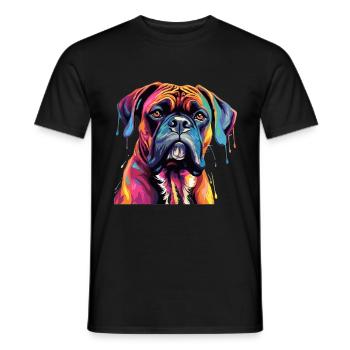 Boxer Dog Breed Pet - Pop Art Colorful - Men's T-Shirt - black - Front - AI Model Male 178 light (178cm)