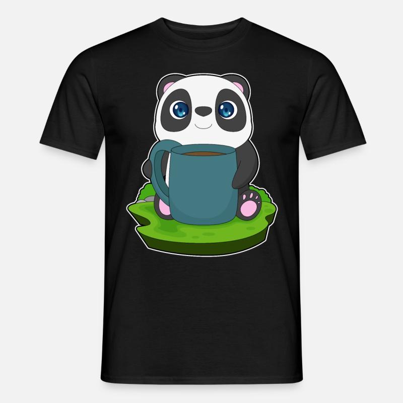 Panda Kaffee Becher - Männer T-Shirt - Schwarz