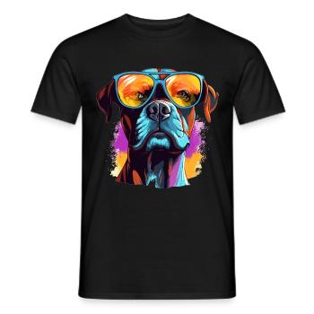 Boxer Dog Breed Pet Sunflowers Pop Art Colorful - Männer T-Shirt - Schwarz - Vorne - AI Model Male 178 light (178cm)