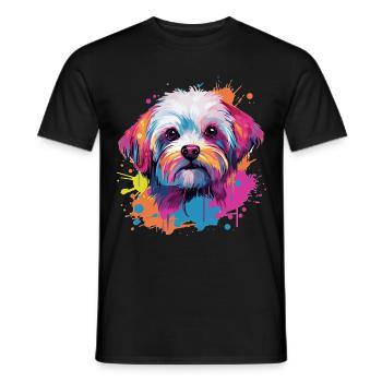 Maltese Dog Breed Pet Pop Art - Männer T-Shirt - Schwarz - Vorne - AI Model Male 178 light (178cm)