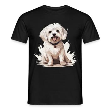 Maltese Dog Breed Pet Cute Graphic - Männer T-Shirt - Schwarz - Vorne - AI Model Male 178 light (178cm)
