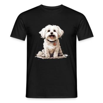 Maltese Dog Breed Pet Cute Graphic - Männer T-Shirt - Schwarz - Vorne - AI Model Male 178 light (178cm)