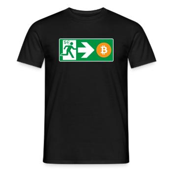 Sortie d’urgence Bitcoin Bitcoiner - T-shirt homme - noir - Devant - AI Model Male 178 light (178cm)