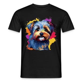 Morkie Dog Breed Pet Colorful Pop Art - Men's T-Shirt - black - Front - AI Model Male 178 light (178cm)