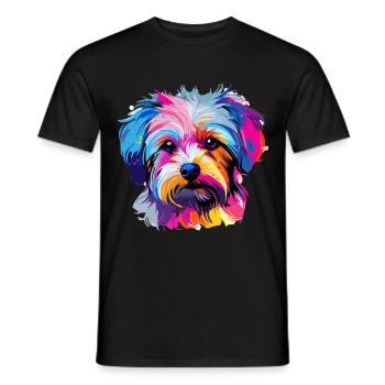 Morkie Dog Breed Pet Colorful Pop Art - Men's T-Shirt - black - Front - AI Model Male 178 light (178cm)