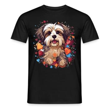 Morkie Dog Breed Pet Cute Graphic with Hearts - Men's T-Shirt - black - Front - AI Model Male 178 light (178cm)