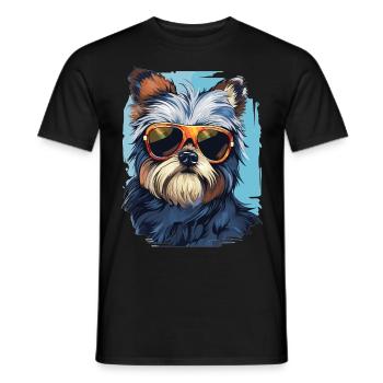 Morkie Dog Breed Pet Cute Graphic with Sunglasses - Men's T-Shirt - black - Front - AI Model Male 178 light (178cm)