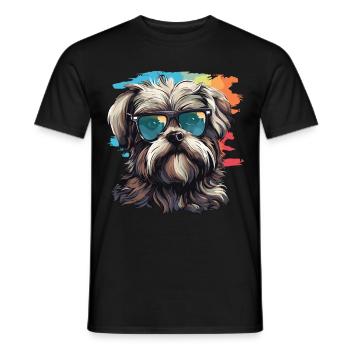Morkie Dog Breed Pet Cute Graphic with Sunglasses - Men's T-Shirt - black - Front - AI Model Male 178 light (178cm)