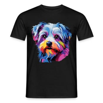 Morkie Dog Breed Pet Colorful Pop Art - Men's T-Shirt - black - Front - AI Model Male 178 light (178cm)