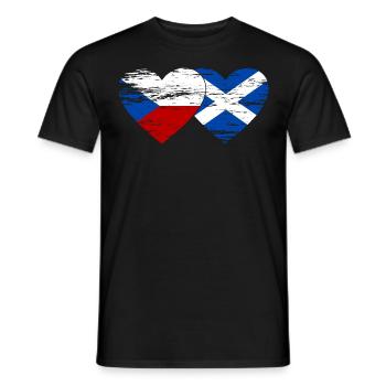 République tchèque Ecosse drapeau coeur utilisé - T-shirt homme - noir - Devant - AI Model Male 178 light (178cm)