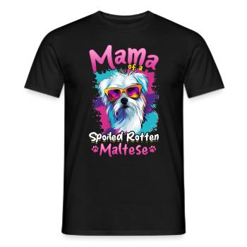 Chien maltais de race de chien de compagnie maman d’un pourri gâté - T-shirt homme - noir - Devant - AI Model Male 178 light (178cm)