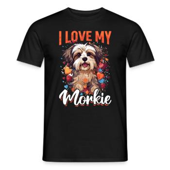 Morkie chien race animal de compagnie j’aime mon Morkie - T-shirt homme - noir - Devant - AI Model Male 178 light (178cm)