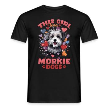 Morkie Dog Breeded Pet Cette fille aime les chiens Morkie - T-shirt homme - noir - Devant - AI Model Male 178 light (178cm)