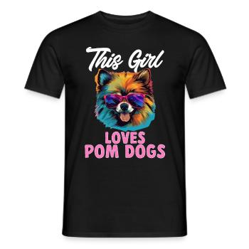 Pomeranian Pom Dog Pom-Pom This Girl loves Pom Dog - Männer T-Shirt - Schwarz - Vorne - AI Model Male 178 light (178cm)