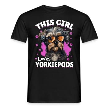 Yorkiepoo chien race animal de compagnie cette fille aime Yorkiepoos - T-shirt homme - noir - Devant - AI Model Male 178 light (178cm)