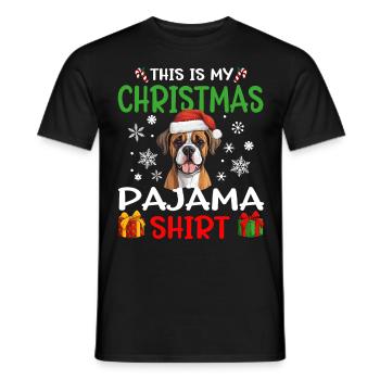 Boxer chien Noël pyjama joyeux Noël - T-shirt homme - noir - Devant - AI Model Male 178 light (178cm)