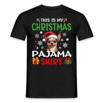 Chihuahua Chiwawa chien Noël pyjama joyeux Noël - T-shirt homme - noir - Devant - AI Model Male 178 light (178cm)