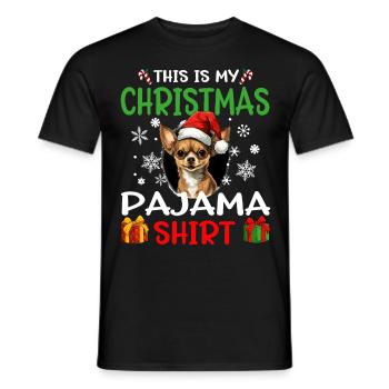 Chihuahua Chiwawa Chien Noël Pyjama Joyeux Noël - T-shirt homme - noir - Devant - AI Model Male 178 light (178cm)
