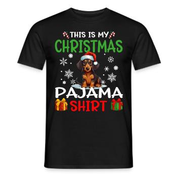 Teckel Wiener chien Noël pyjama joyeux Noël - T-shirt homme - noir - Devant - AI Model Male 178 light (178cm)