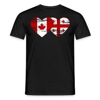 Coeur de drapeau du Canada Géorgie utilisé - T-shirt homme - noir - Devant - AI Model Male 178 light (178cm)