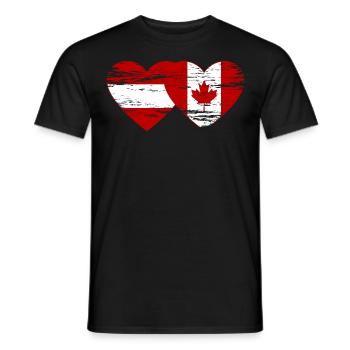 Austria Canada flag heart used - Men's T-Shirt - black - Front - AI Model Male 178 light (178cm)