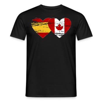 Spain Canada flag heart used - Men's T-Shirt - black - Front - AI Model Male 178 light (178cm)