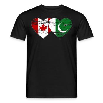 Coeur de drapeau du Canada Pakistan utilisé - T-shirt homme - noir - Devant - AI Model Male 178 light (178cm)