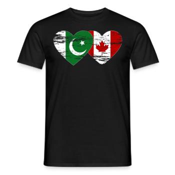 Coeur de drapeau du Pakistan Canada utilisé - T-shirt homme - noir - Devant - AI Model Male 178 light (178cm)