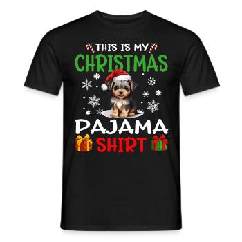 Yorkshire Terrier Yorkie Dog Christmas Pajama - Männer T-Shirt - Schwarz - Vorne - AI Model Male 178 light (178cm)