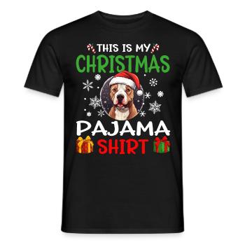 Pitbull Terrier Pittie Dog Christmas Pajama - Männer T-Shirt - Schwarz - Vorne - AI Model Male 178 light (178cm)