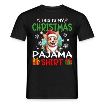 Welsh Corgi Pembroke Dog Christmas Pajama - Männer T-Shirt - Schwarz - Vorne - AI Model Male 178 light (178cm)