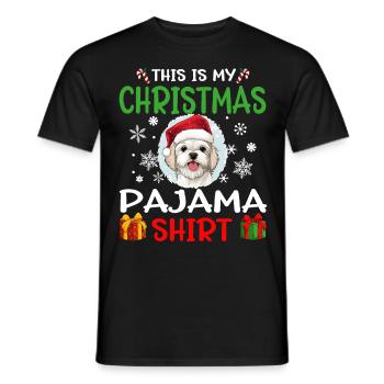 Pyjama de Noël pour chien maltais Joyeux Noël - T-shirt homme - noir - Devant - AI Model Male 178 light (178cm)