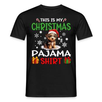 Yorkshire Terrier Yorkie Dog Christmas Pajama - Männer T-Shirt - Schwarz - Vorne - AI Model Male 178 light (178cm)