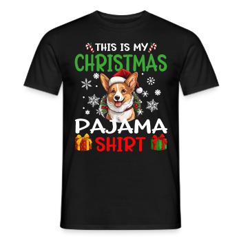 Welsh Corgi Pembroke Dog Christmas Pajama - Männer T-Shirt - Schwarz - Vorne - AI Model Male 178 light (178cm)