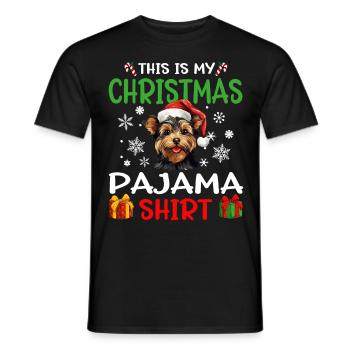 Yorkshire Terrier Yorkie Dog Christmas Pajama - Männer T-Shirt - Schwarz - Vorne - AI Model Male 178 light (178cm)