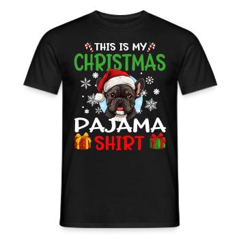 French Bulldog Frenchie Dog Christmas Pajama - Männer T-Shirt - Schwarz - Vorne - AI Model Male 178 light (178cm)