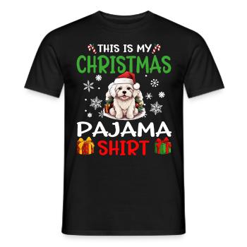 Pyjama de Noël pour chien maltais Joyeux Noël - T-shirt homme - noir - Devant - AI Model Male 178 light (178cm)