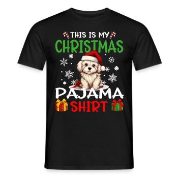 Pyjama de Noël pour chien maltais Joyeux Noël - T-shirt homme - noir - Devant - AI Model Male 178 light (178cm)