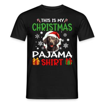 Pyjama de Noël chien Labrador Retriever - T-shirt homme - noir - Devant - AI Model Male 178 light (178cm)
