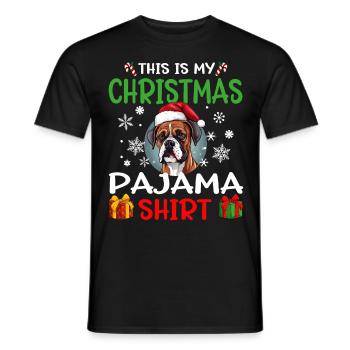 Boxer chien Noël pyjama joyeux Noël - T-shirt homme - noir - Devant - AI Model Male 178 light (178cm)