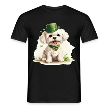 Chien maltais Fête de la Saint-Patrick Fête de la Saint-Patrick - T-shirt homme - noir - Devant - AI Model Male 178 light (178cm)