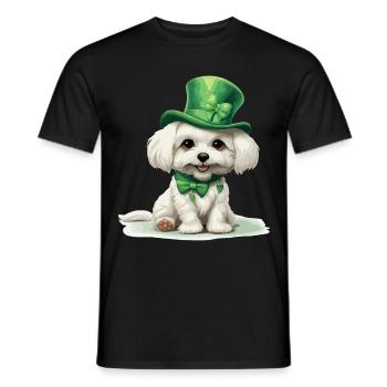 Chien maltais Fête de la Saint-Patrick Fête de la Saint-Patrick - T-shirt homme - noir - Devant - AI Model Male 178 light (178cm)