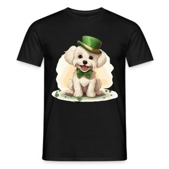 Chien maltais Fête de la Saint-Patrick Fête de la Saint-Patrick - T-shirt homme - noir - Devant - AI Model Male 178 light (178cm)