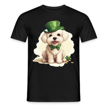 Chien maltais Fête de la Saint-Patrick Fête de la Saint-Patrick - T-shirt homme - noir - Devant - AI Model Male 178 light (178cm)