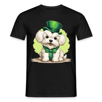 Chien maltais Fête de la Saint-Patrick Fête de la Saint-Patrick - T-shirt homme - noir - Devant - AI Model Male 178 light (178cm)