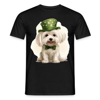 Chien maltais Fête de la Saint-Patrick Fête de la Saint-Patrick - T-shirt homme - noir - Devant - AI Model Male 178 light (178cm)