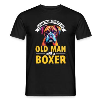 Boxer Dog Race Pet - Ne sous-estimez jamais un - T-shirt homme - noir - Devant - AI Model Male 178 light (178cm)